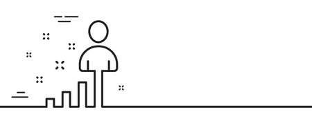 Stats line icon. Business management sign. Best employee symbol. Minimal line illustration background. Stats line icon pattern banner. White web template concept. Vectorのイラスト素材