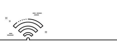 Wifi line icon. Wireless internet sign. Hotel service symbol. Minimal line illustration background. Wifi line icon pattern banner. White web template concept. Vectorのイラスト素材
