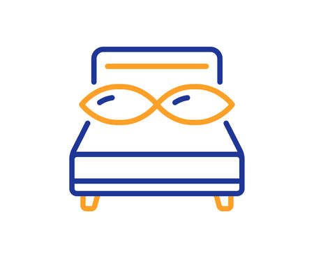 Bed pillows line icon. Night sleep rest sign. Comfort bedtime symbol. Colorful thin line outline concept. Linear style pillows icon. Editable stroke. Vectorのイラスト素材