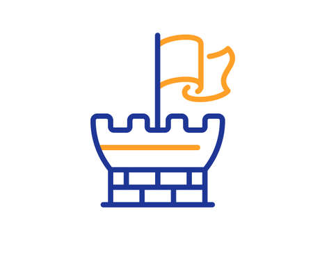 Tower line icon.  flag sign. Safe defence symbol. Colorful thin line outline concept. Linear style shield icon. Editable stroke. Vectorのイラスト素材