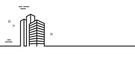 Skyscraper buildings line icon. City architecture sign. Town symbol. Minimal line illustration background. Skyscraper buildings line icon pattern banner. White web template concept. Vectorのイラスト素材