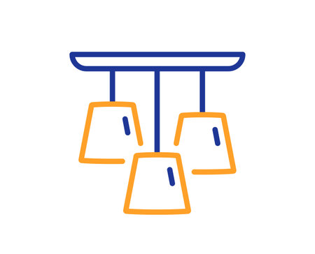 Ceiling lamp line icon. Fixture light sign. Interior illuminate symbol. Colorful thin line outline concept. Linear style ceiling lamp icon. Editable stroke. Vectorのイラスト素材