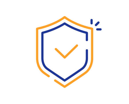 Shield line icon. Privacy secure sign. Safe defense symbol. Colorful thin line outline concept. Linear style shield icon. Editable stroke. Vectorのイラスト素材