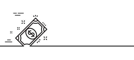 Payment line icon. Dollar exchange sign. Finance symbol. Minimal line illustration background. Payment line icon pattern banner. White web template concept. Vectorのイラスト素材