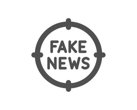 Fake news icon. Propaganda conspiracy target sign. Wrong truth symbol. Classic flat style. Quality design element. Simple fake news icon. Vectorのイラスト素材