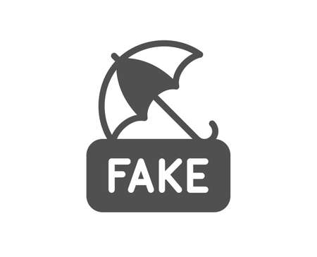 Fake news icon. Protection from propaganda sign. Umbrella protect symbol. Classic flat style. Quality design element. Simple fake news icon. Vectorのイラスト素材