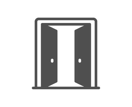 Open door icon. Entrance doorway sign. Building exit symbol. Classic flat style. Quality design element. Simple open door icon. Vectorのイラスト素材