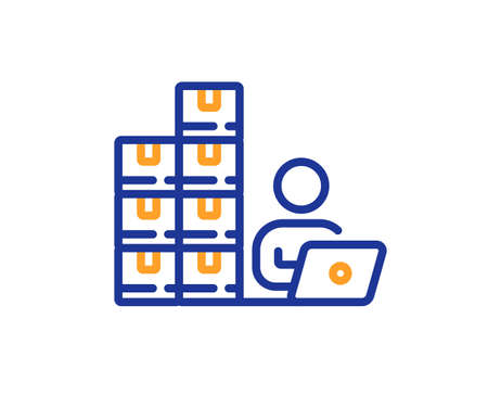 Inventory line icon. Warehouse manager sign. Wholesale operator symbol. Colorful thin line outline concept. Linear style inventory icon. Editable stroke. Vectorのイラスト素材