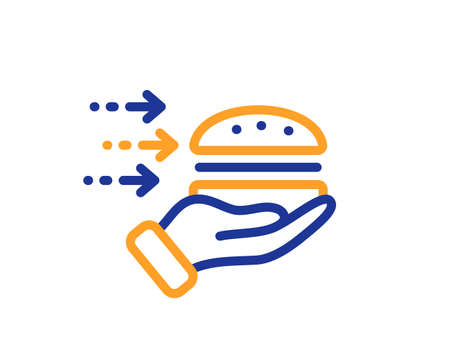 Food delivery line icon. Burger meal sign. Catering service symbol. Colorful thin line outline concept. Linear style food delivery icon. Editable stroke. Vectorのイラスト素材