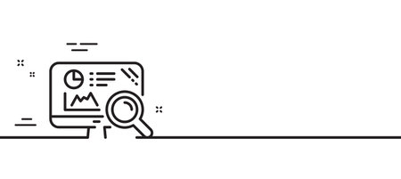 Seo statistics line icon. Search engine sign. Analytics chart symbol. Minimal line illustration background. Seo analytics line icon pattern banner. White web template concept. Vectorのイラスト素材
