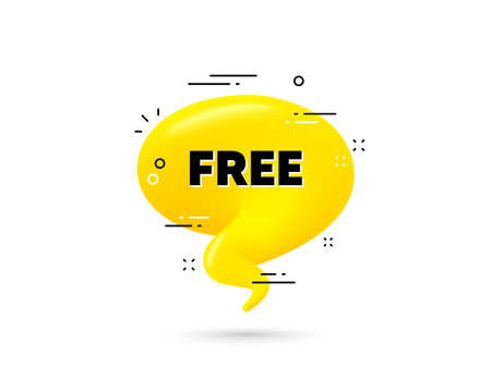 Free text. Yellow 3d chat bubble. Special offer sign. Sale promotion symbol. Free minimal talk balloon. 3d dialogue bubble with message. Vectorのイラスト素材