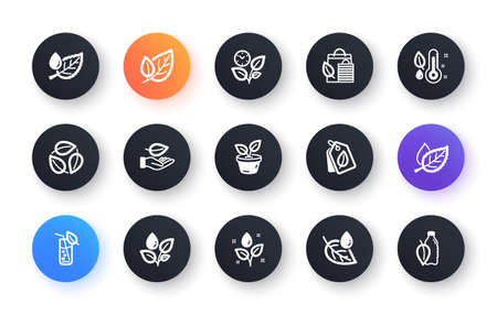 Plants icons. Leaf, Growing plant and Humidity thermometer. Water drop classic icon set. Circle web buttons. Vectorのイラスト素材
