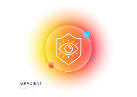 Eye protection line icon. Gradient blur button with glassmorphism. Oculist clinic sign. Optometry vision symbol. Transparent glass design. Eye protection line icon. Vectorのイラスト素材