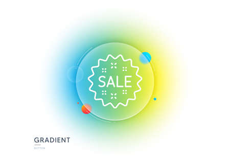 Sale line icon. Gradient blur button with glassmorphism. Shopping discount sign. Clearance symbol. Transparent glass design. Sale line icon. Vectorのイラスト素材