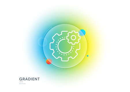 Cogwheel line icon. Gradient blur button with glassmorphism. Engineering tool sign. Cog gear symbol. Transparent glass design. Cogwheel line icon. Vectorのイラスト素材