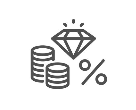 Money tax line icon. Jewelry tax rate sign. Financial interest symbol. Quality design element. Linear style money tax icon. Editable stroke. Vectorのイラスト素材