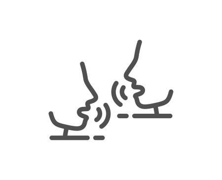 Talk line icon. People speak sign. Voice speech symbol. Quality design element. Linear style talk icon. Editable stroke. Vectorのイラスト素材