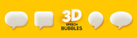 3d speech bubble icons on yellow background. 3d chat message icon. Social media chatting concept....