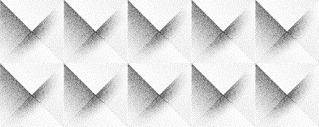 Dot work 3D seamless pattern background. Sand grain effect. Black noise stipple dots texture. Abstract noise dot work shapes. Black grain dots elements pattern. Stipple circles texture. Vectorのイラスト素材