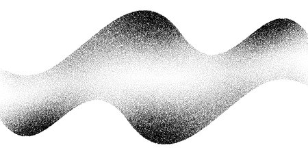 Dotwork wave pattern vector background. Black noise stipple dots. Sand grain effect. Wave dots grunge banner. Abstract noise dotwork pattern. Gradient stipple. Stochastic dotted vector background.のイラスト素材