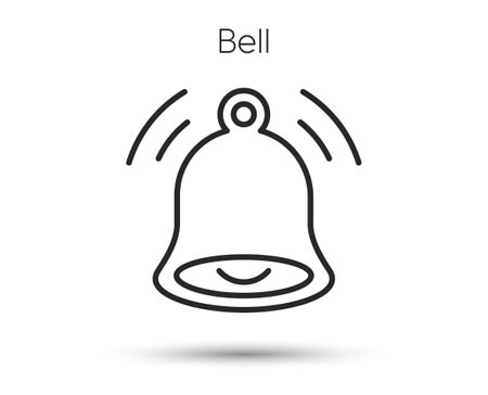 Message notification bell line icon. Notice alert sign. Alarm phone symbol. Illustration for web and mobile app. Line style subscribe bell icon. Editable stroke notification alert. Vectorのイラスト素材