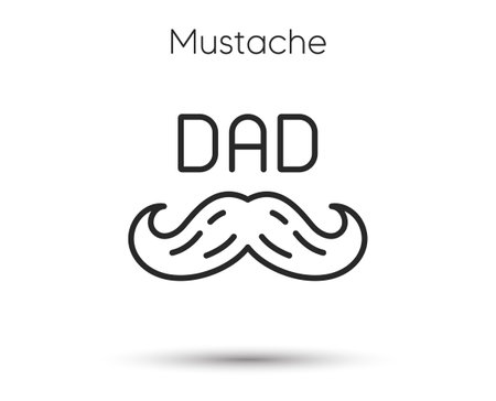 Father day line icon with mustache. Retro barbershop sign. Best dad symbol. Illustration for web and mobile app. Line style Dad day icon. Editable stroke father mustache. Vectorのイラスト素材