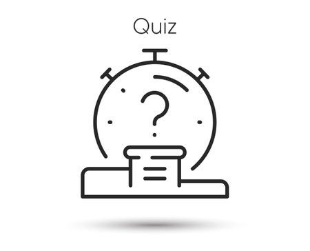 Quiz line icon. Timer with question mark. Faq time symbol. Illustration for web and mobile app. Line style quiz game time icon. Editable stroke winner pedestal. Vectorのイラスト素材