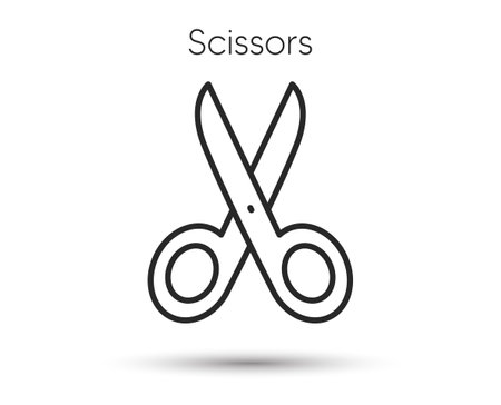 Scissors line icon. Cut paper scissor sign. Tailor, hairdresser or barber symbol. Illustration for web and mobile app. Line style open scissors icon. Editable stroke cut hair tool. Vectorのイラスト素材