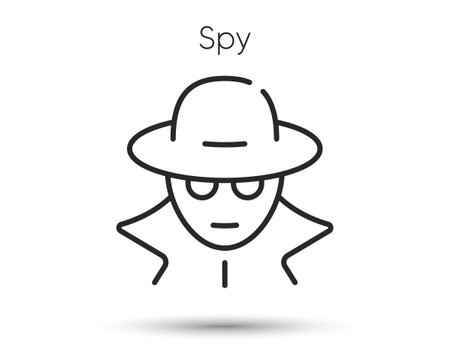 Secret spy agent icon. Financial fraud sign. Incognito, private or anonymous thief. Illustration for web. Line style spy or gangster icon. Editable stroke mystery fraud. Detective person. Vectorのイラスト素材