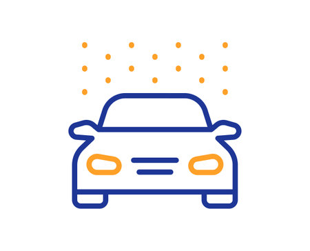 Car wash line icon. Automatic cleaning sign. Clean vehicle symbol. Colorful thin line outline concept. Linear style car wash icon. Editable stroke. Vectorのイラスト素材