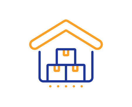 Storage line icon. Goods warehouse sign. Logistic center symbol. Colorful thin line outline concept. Linear style storage icon. Editable stroke. Vectorのイラスト素材