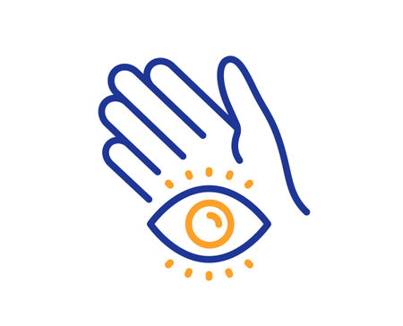 Meditation eye line icon. Yoga mind sign. Spirit therapy symbol. Colorful thin line outline concept. Linear style meditation eye icon. Editable stroke. Vectorのイラスト素材