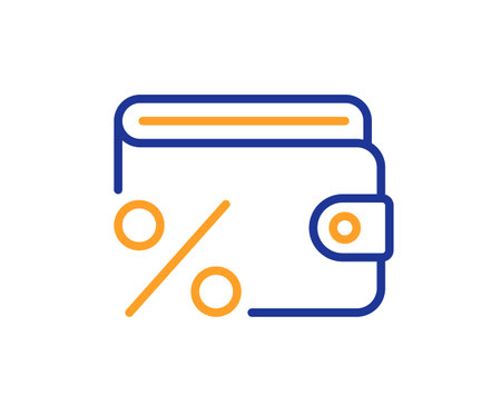 Savings tax line icon. Wallet money sign. Payroll cash symbol. Colorful thin line outline concept. Linear style savings tax icon. Editable stroke. Vectorのイラスト素材