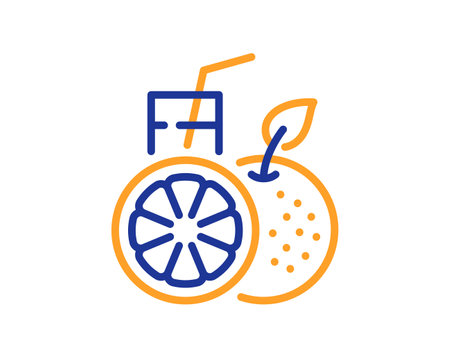Orange juice line icon. Fresh drink sign. Fruit beverage symbol. Colorful thin line outline concept. Linear style orange juice icon. Editable stroke. Vectorのイラスト素材