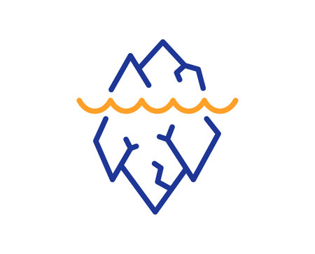 Iceberg line icon. Risk management sign. Reduce threat symbol. Colorful thin line outline concept. Linear style iceberg icon. Editable stroke. Vectorのイラスト素材