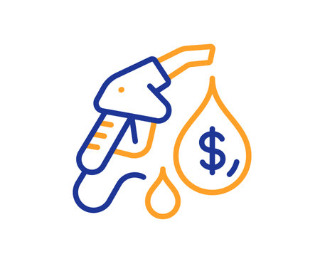 Petrol station line icon. Filling gas station sign. Diesel fuel symbol. Colorful thin line outline concept. Linear style petrol station icon. Editable stroke. Vectorのイラスト素材
