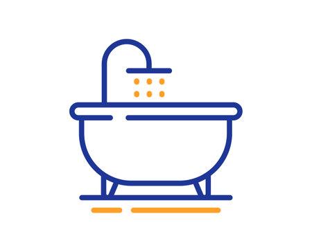 Bath tub line icon. Bathroom furniture sign. Bathtub symbol. Colorful thin line outline concept. Linear style bath icon. Editable stroke. Vectorのイラスト素材