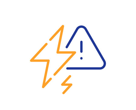 Power line icon. Flash electric energy sign. Lightning bolt symbol. Colorful thin line outline concept. Linear style lightning bolt icon. Editable stroke. Vectorのイラスト素材
