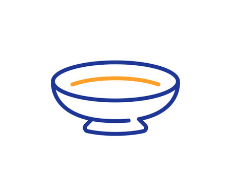 Dish line icon. Tableware plate sign. Food kitchenware bowl symbol. Colorful thin line outline concept. Linear style dish icon. Editable stroke. Vectorのイラスト素材