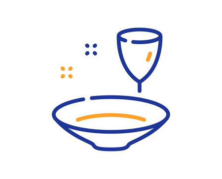Plate line icon. Tableware wineglass sign. Food kitchenware dish symbol. Colorful thin line outline concept. Linear style plate icon. Editable stroke. Vectorのイラスト素材