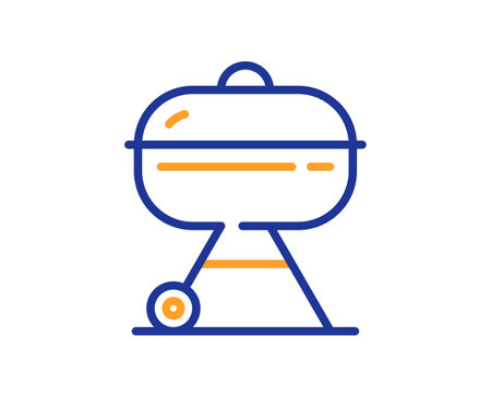 Grill line icon. Barbecue cooker for cooking food sign. Meat brazier symbol. Colorful thin line outline concept. Linear style grill icon. Editable stroke. Vectorのイラスト素材