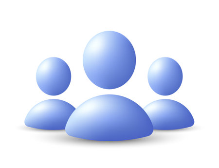 Group of people 3d icon. Social network user community. Team squad leader, human management and business community. Person profile, office meeting squad and group of users. Vector illustrationのイラスト素材