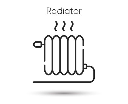 Heat radiator line icon. Winter convector sign. Domestic heater symbol. Illustration for web and mobile app. Line style heat convector icon. Editable stroke household radiator. Vectorのイラスト素材