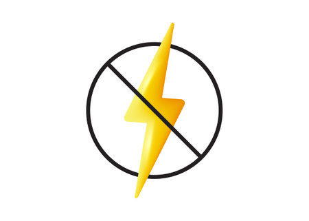 Antistatic material 3d icon. Static electricity lightning bolt sign. No electricity warning symbol. No energy power, voltage or electricity. Antistatic 3d concept icon. Vector illustrationのイラスト素材