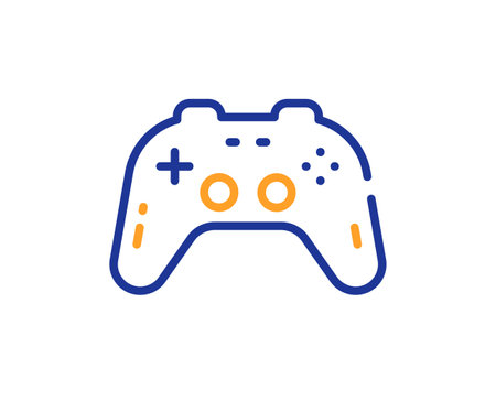 Gamepad line icon. Game joystick sign. symbol. Colorful thin line outline concept. Linear style gamepad icon. Editable stroke. Vectorのイラスト素材