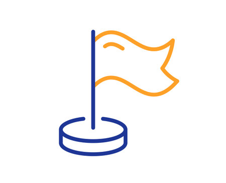 Milestone line icon. Place pin sign. Flag pointer symbol. Colorful thin line outline concept. Linear style milestone icon. Editable stroke. Vectorのイラスト素材