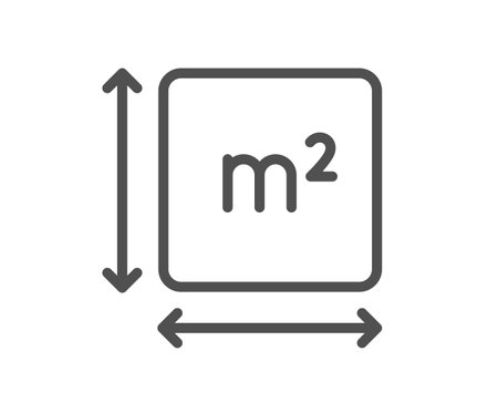 Square area line icon. Room dimension sign. Territory measurement symbol. Quality design element. Linear style square area icon. Editable stroke. Vectorのイラスト素材