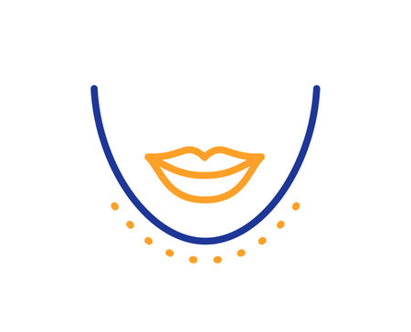 Chin line icon. Plastic surgery sign. Neck lift symbol. Colorful thin line outline concept. Linear style chin icon. Editable stroke. Vectorのイラスト素材