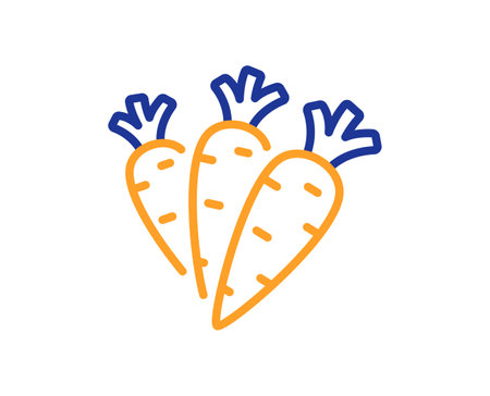 Carrots line icon. Eco vegetable sign. Vegetarian food symbol. Colorful thin line outline concept. Linear style carrots icon. Editable stroke. Vectorのイラスト素材