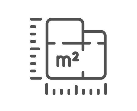 Floor plan line icon. Room dimension sign. House area measurement symbol. Quality design element. Linear style floor plan icon. Editable stroke. Vectorのイラスト素材
